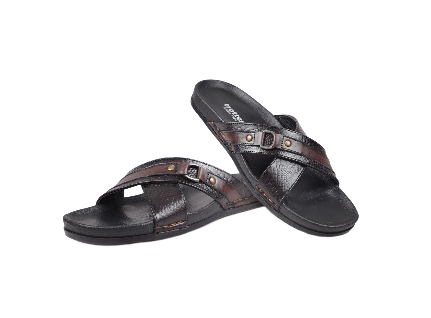 Trotter 0913 Brown print + Cherry Softy Slippers