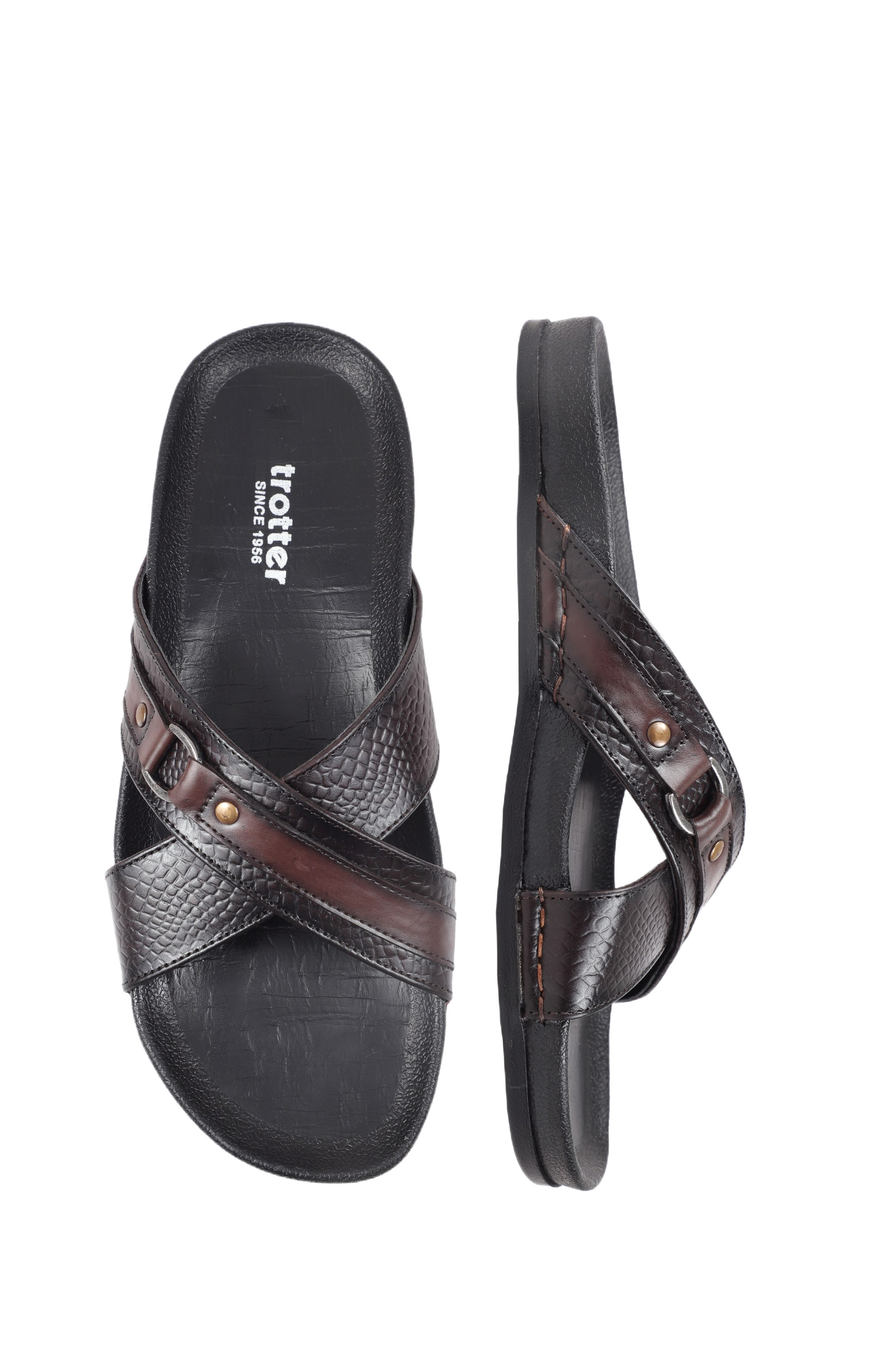 Trotter 0913 Brown print + Cherry Softy Slippers