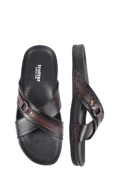 Trotter 0913 Brown print + Cherry Softy Slippers